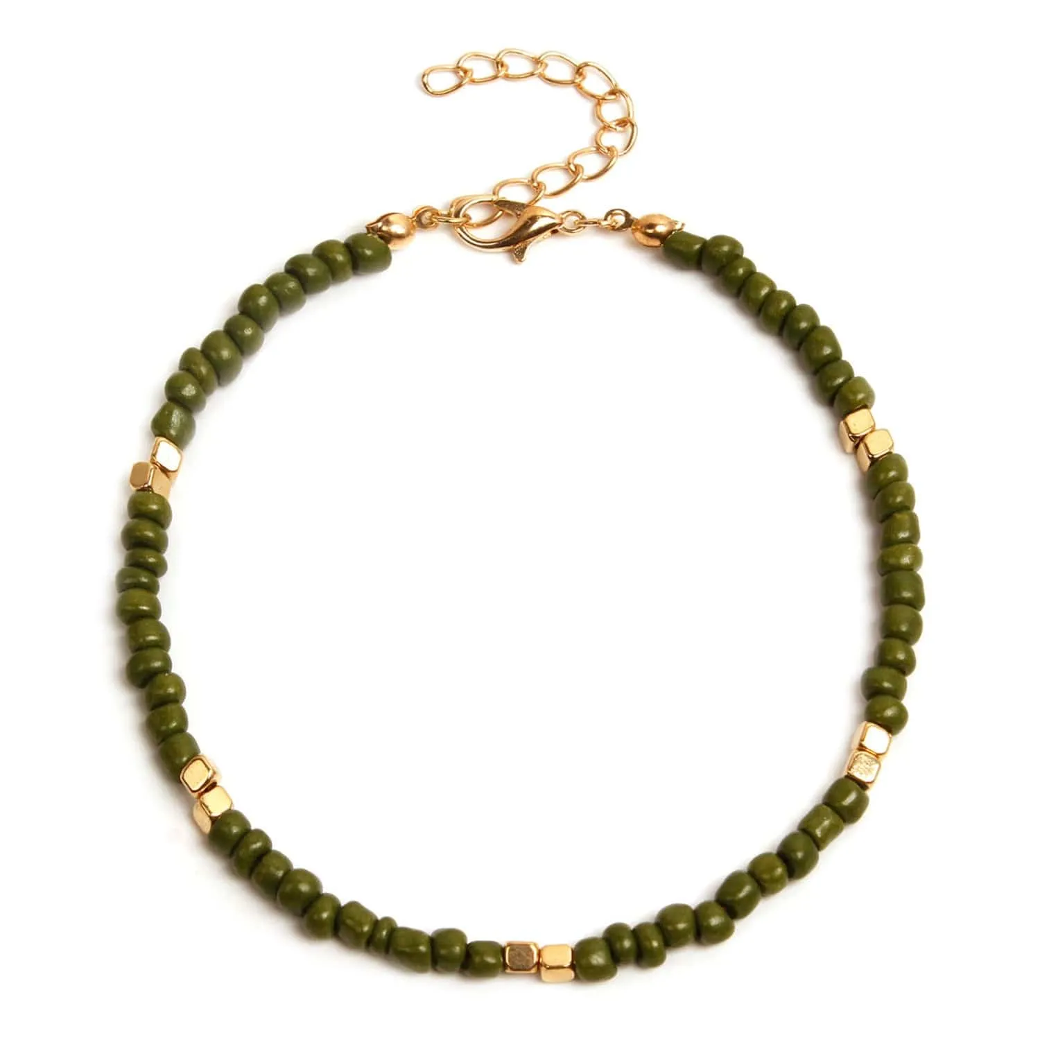 Golden Rice Bead Anklet Elegance✨