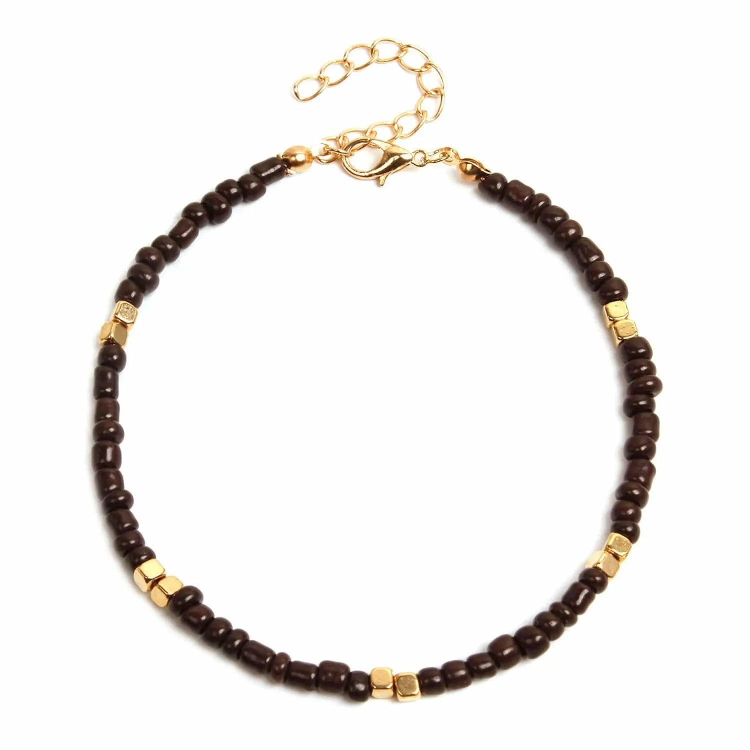 Golden Rice Bead Anklet Elegance✨