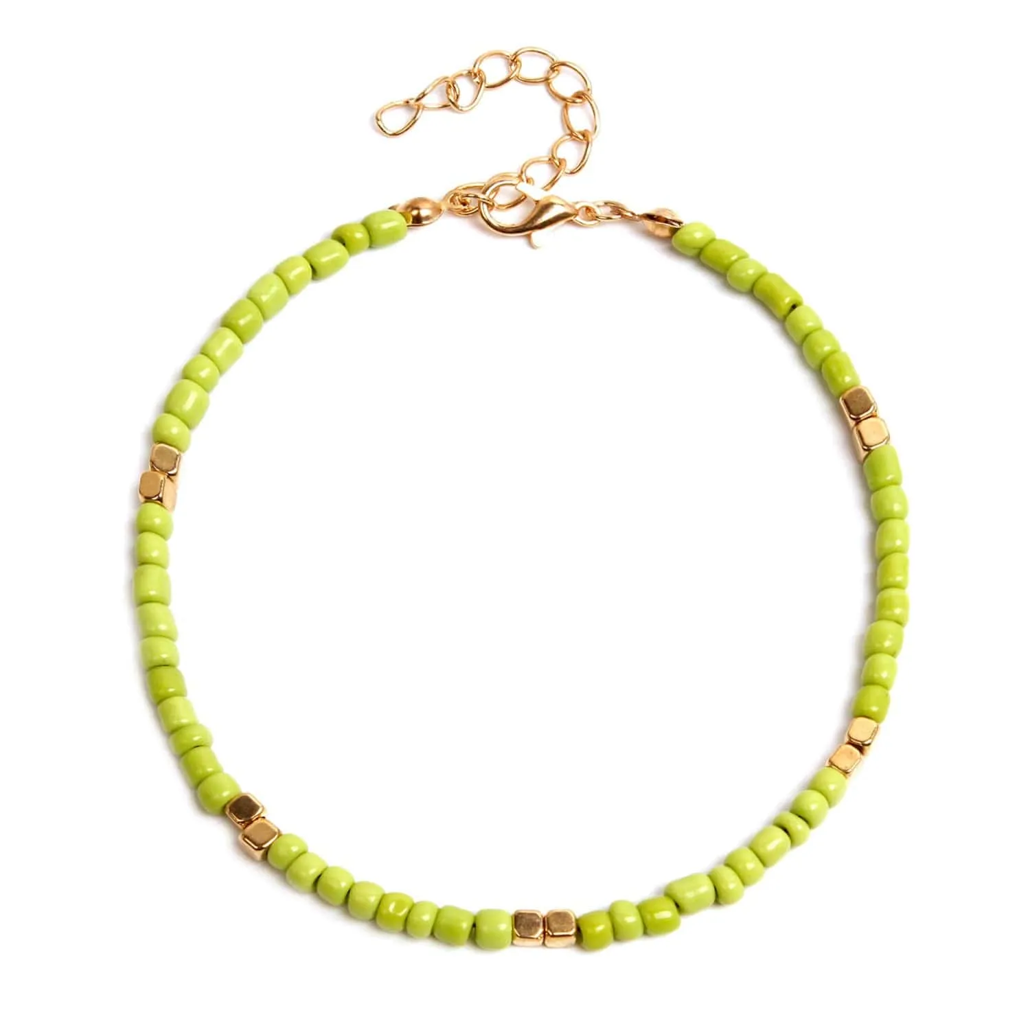 Golden Rice Bead Anklet Elegance✨