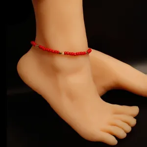 Golden Rice Bead Anklet Elegance✨