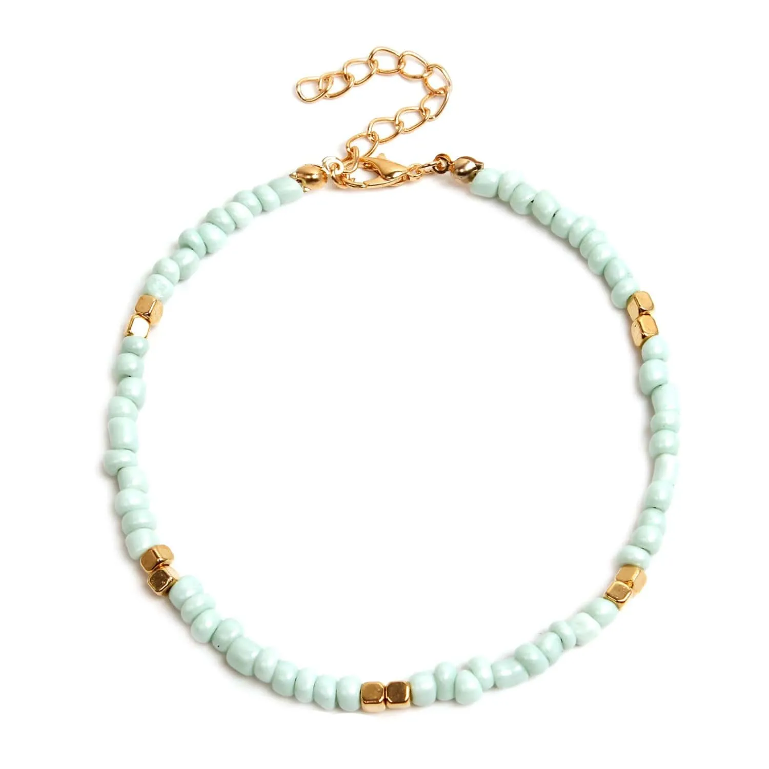 Golden Rice Bead Anklet Elegance✨