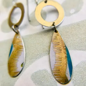 Golden Ring Upcycled Teardrop Tin Earrings