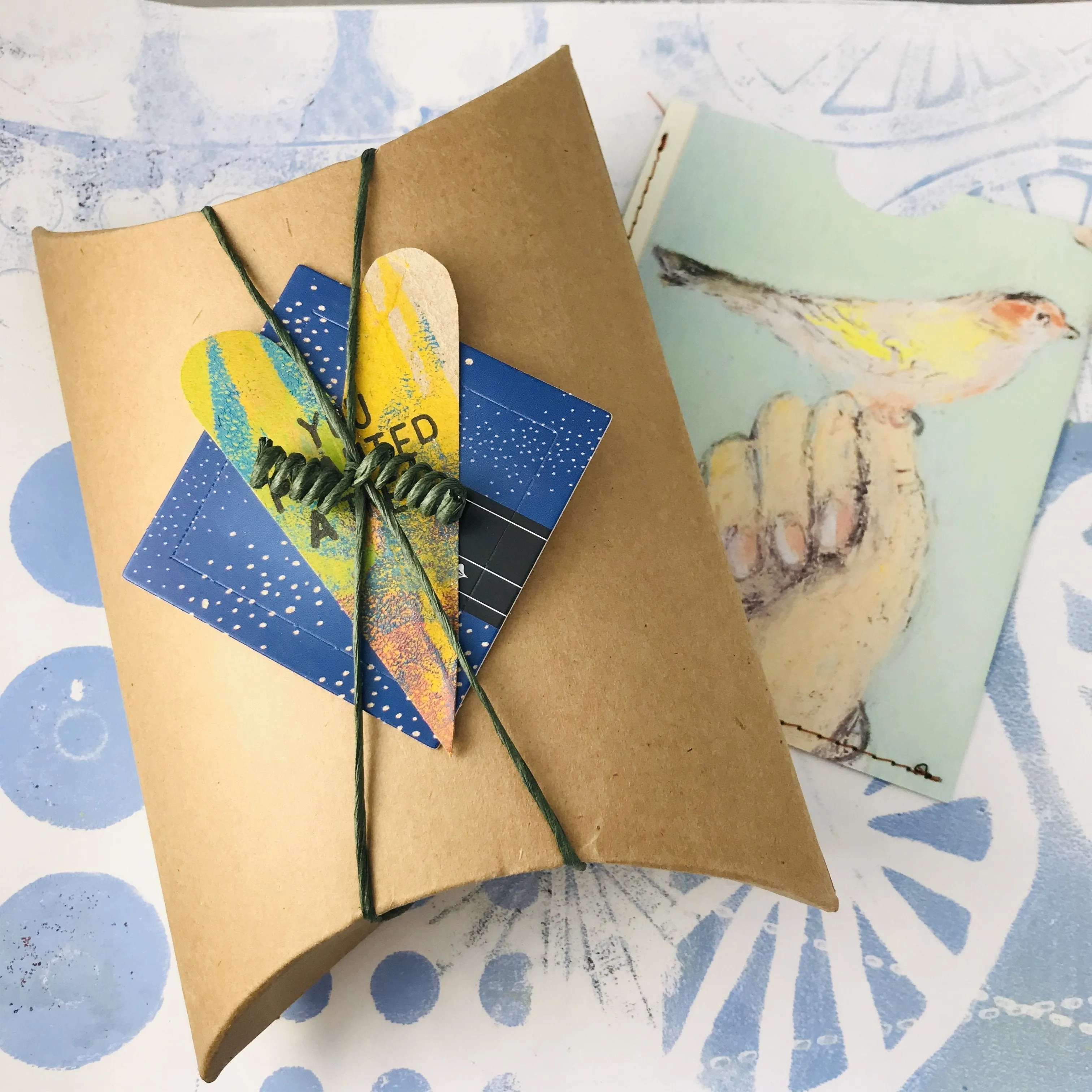 Goldfinches & Orange Flowers Zero Waste Tin Circle Necklace