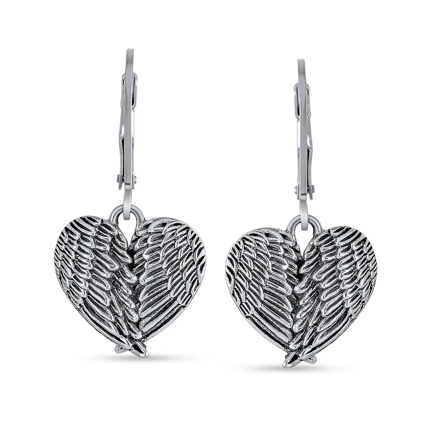 Guardian Angel Wing Feather Heart Photo Locket Pendant Necklace Sterling Silver