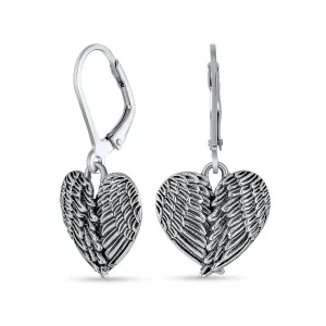 Guardian Angel Wing Feather Heart Photo Locket Pendant Necklace Sterling Silver