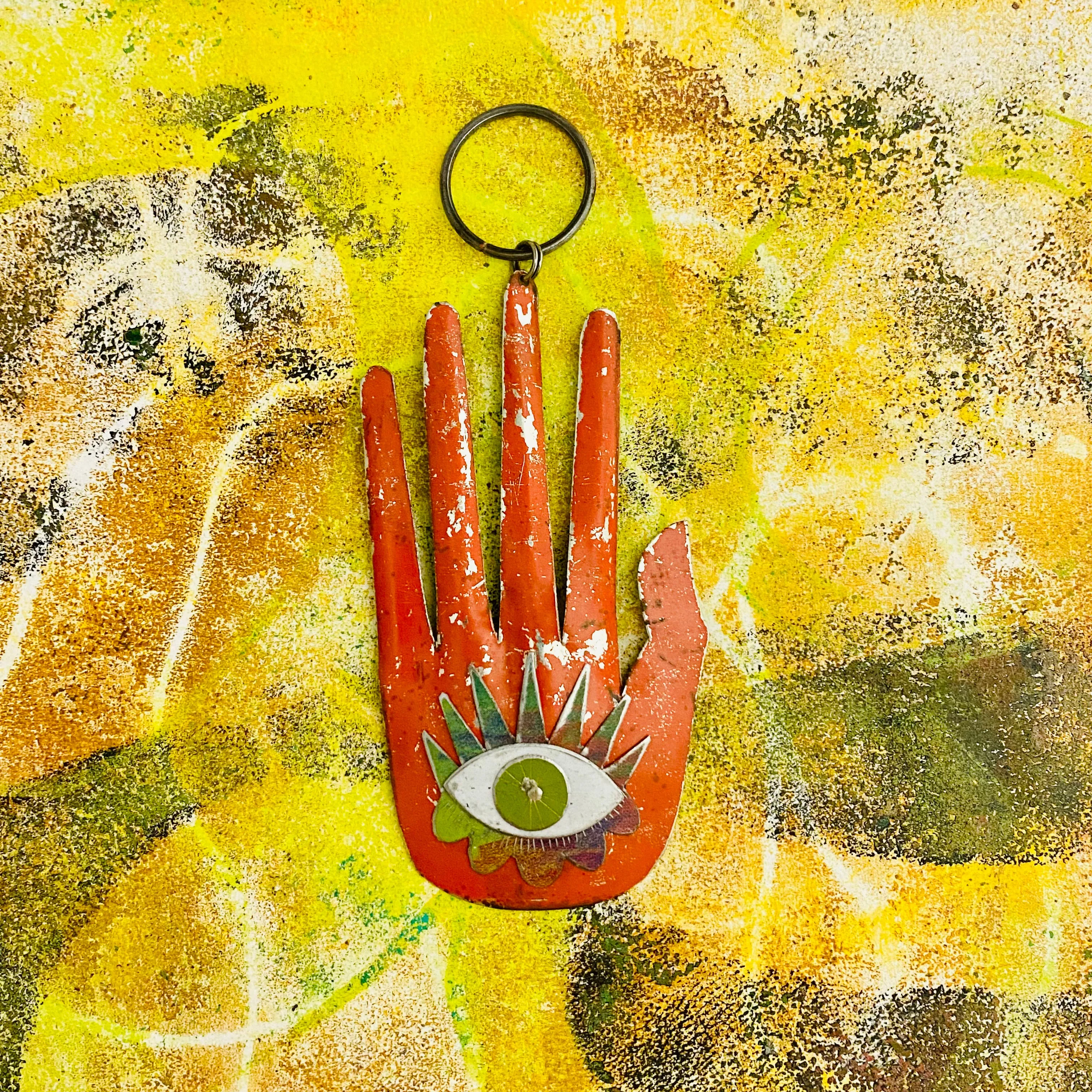 Hamsa Rustic Orange Tin Wall Art