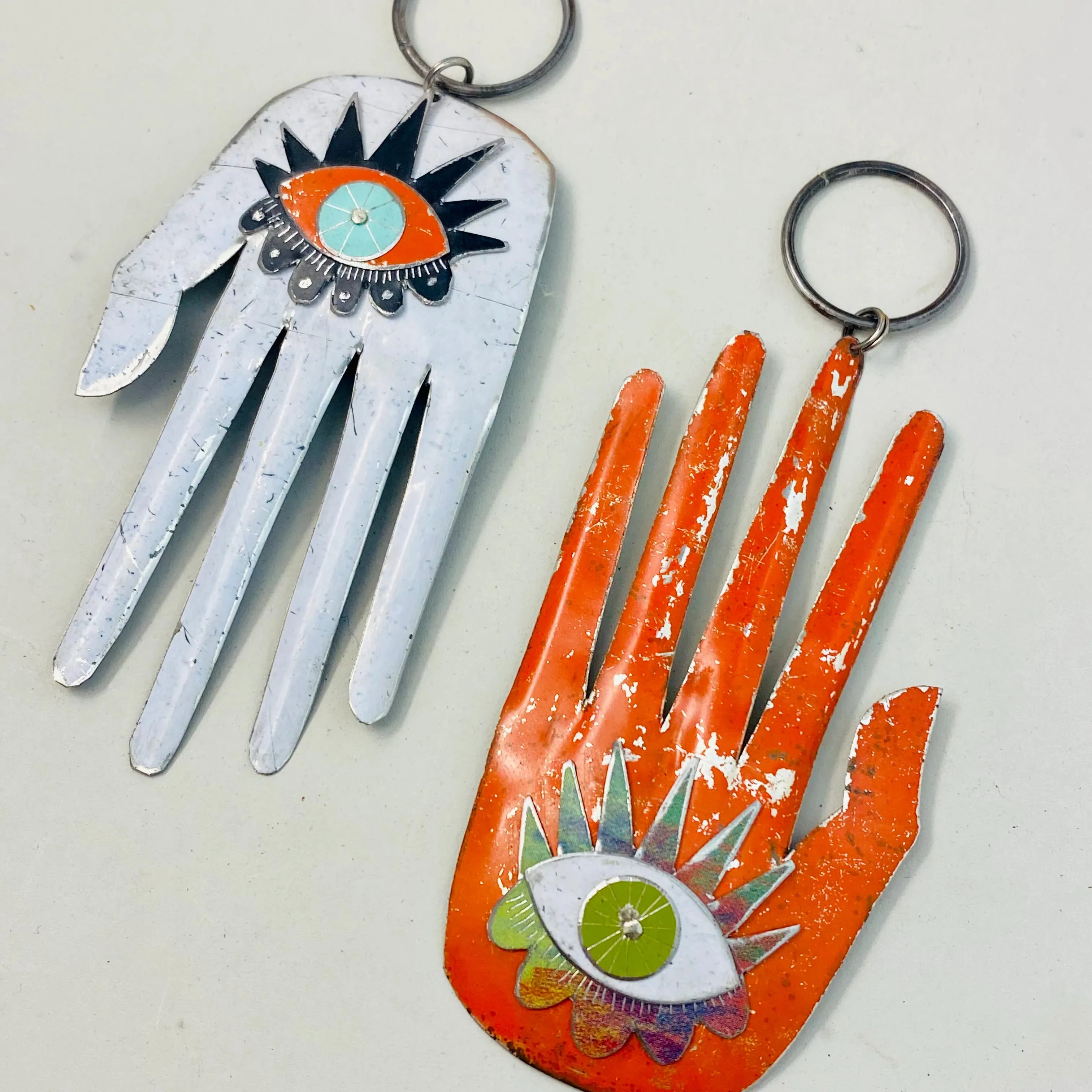 Hamsa Rustic Orange Tin Wall Art