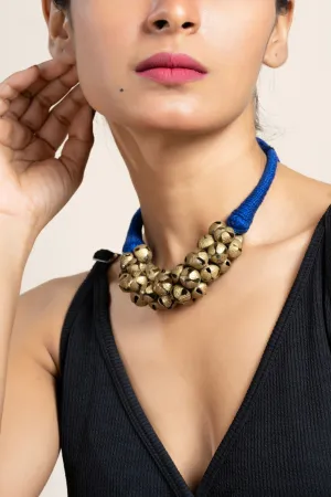 Handmade Golden Brass Ghungroo Necklace, Adjustable Dori, Unique Ghungroo Jewelry for Women