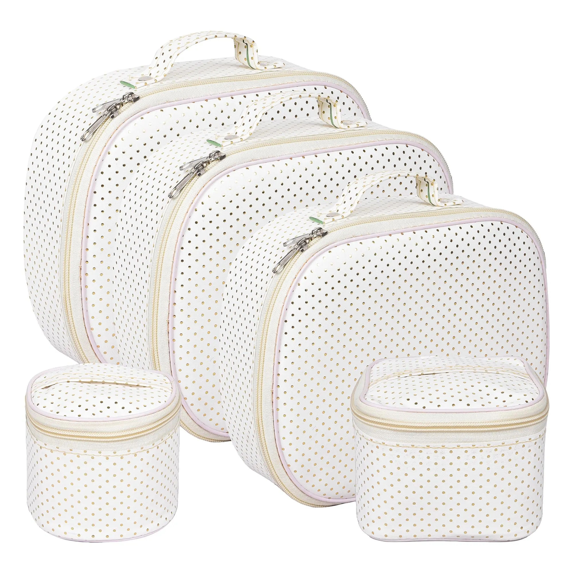 Heart Home Jewellery Kit|Cosmetic Storage Box|Travel Pouch|Jewellery Box for Women|Jewellery Make up Organizer|5 Different Pouch|Dot Vanity Pouch|White