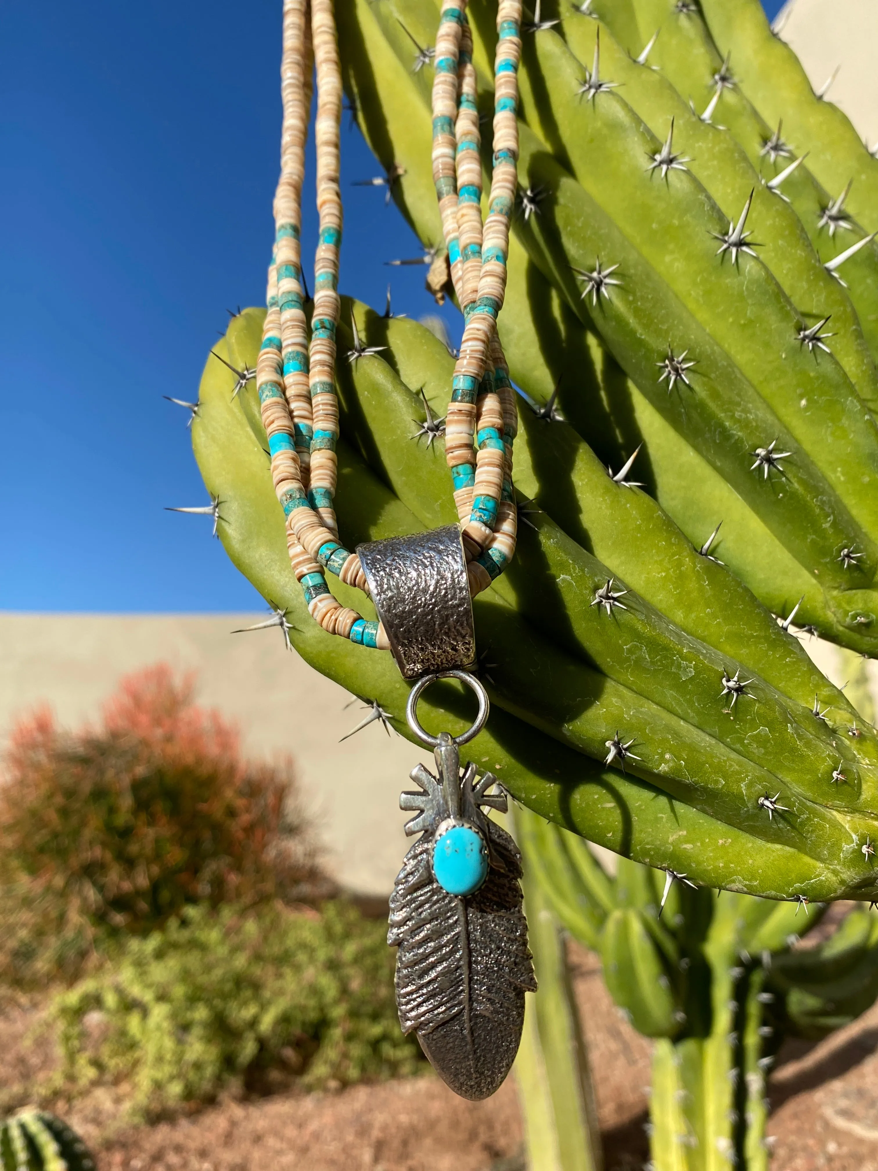 Heishi Shell and Turquoise Necklace Santo Domingo