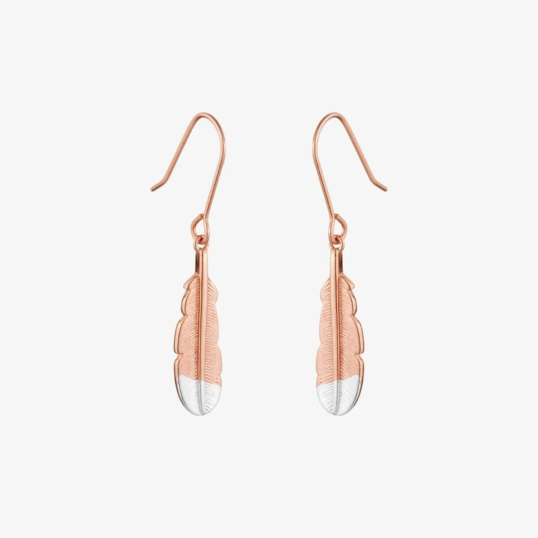 Huia Feather Earrings Rose Gold