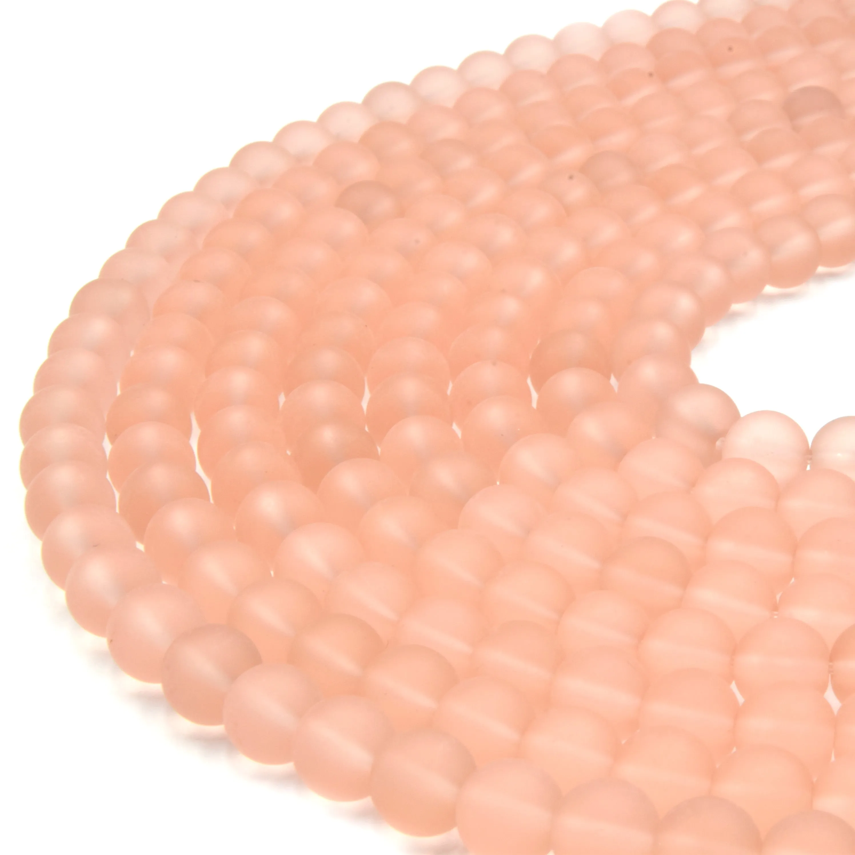 Indian Glass Beads - 8mm Matte Round Shaped Beach Glass Beads in Red, Yellow, Orange, Purple, Blue, Green, Black, White.