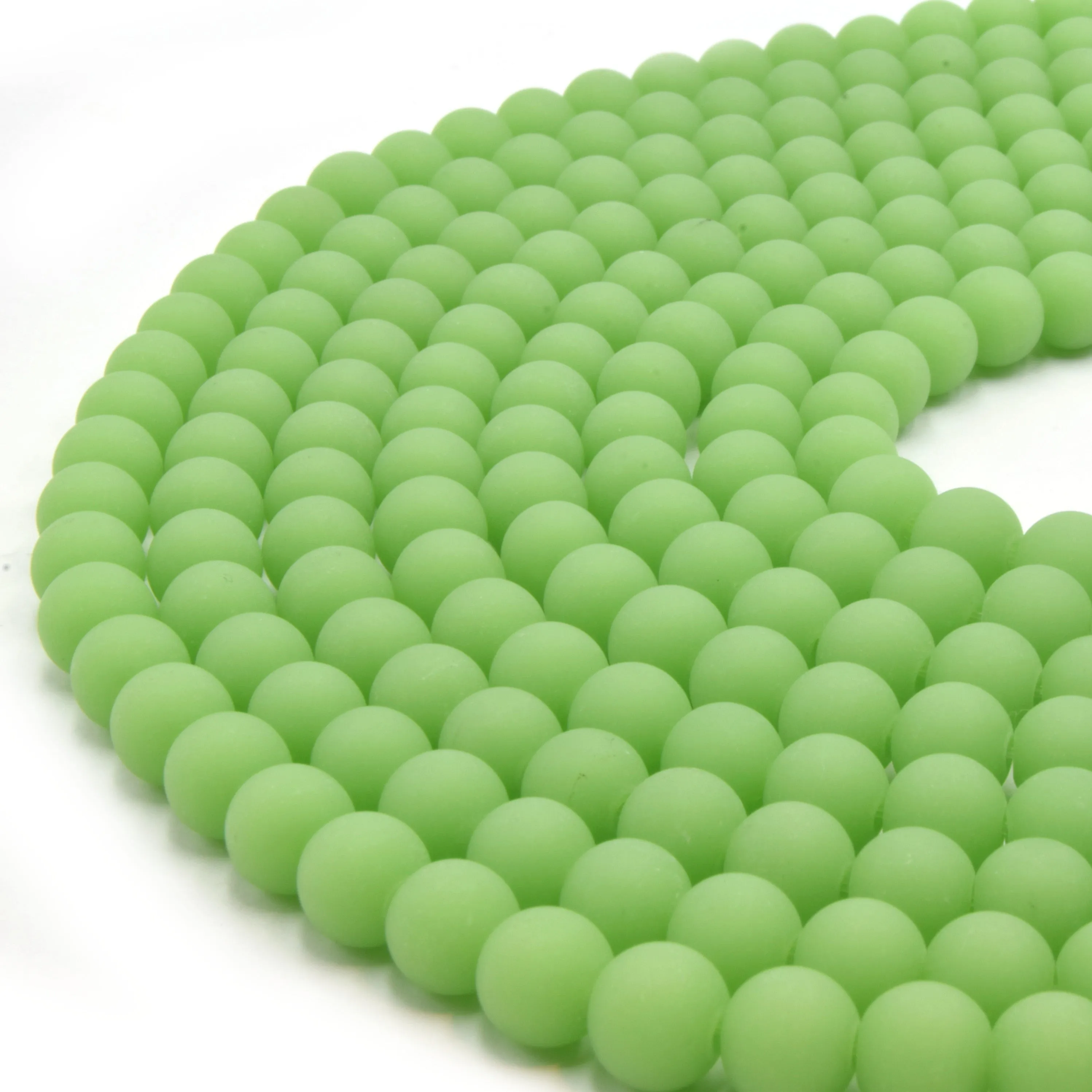 Indian Glass Beads - 8mm Matte Round Shaped Beach Glass Beads in Red, Yellow, Orange, Purple, Blue, Green, Black, White.