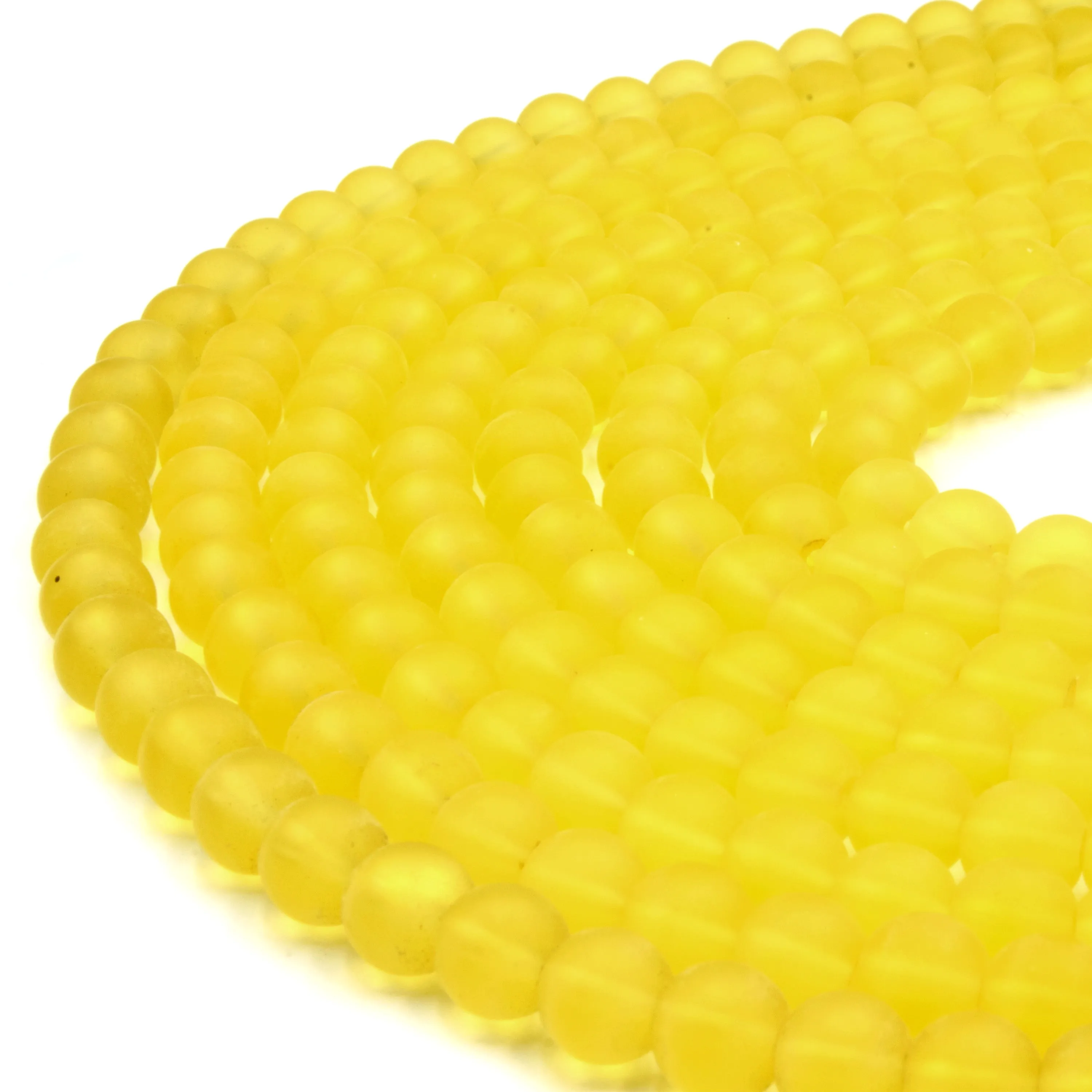 Indian Glass Beads - 8mm Matte Round Shaped Beach Glass Beads in Red, Yellow, Orange, Purple, Blue, Green, Black, White.