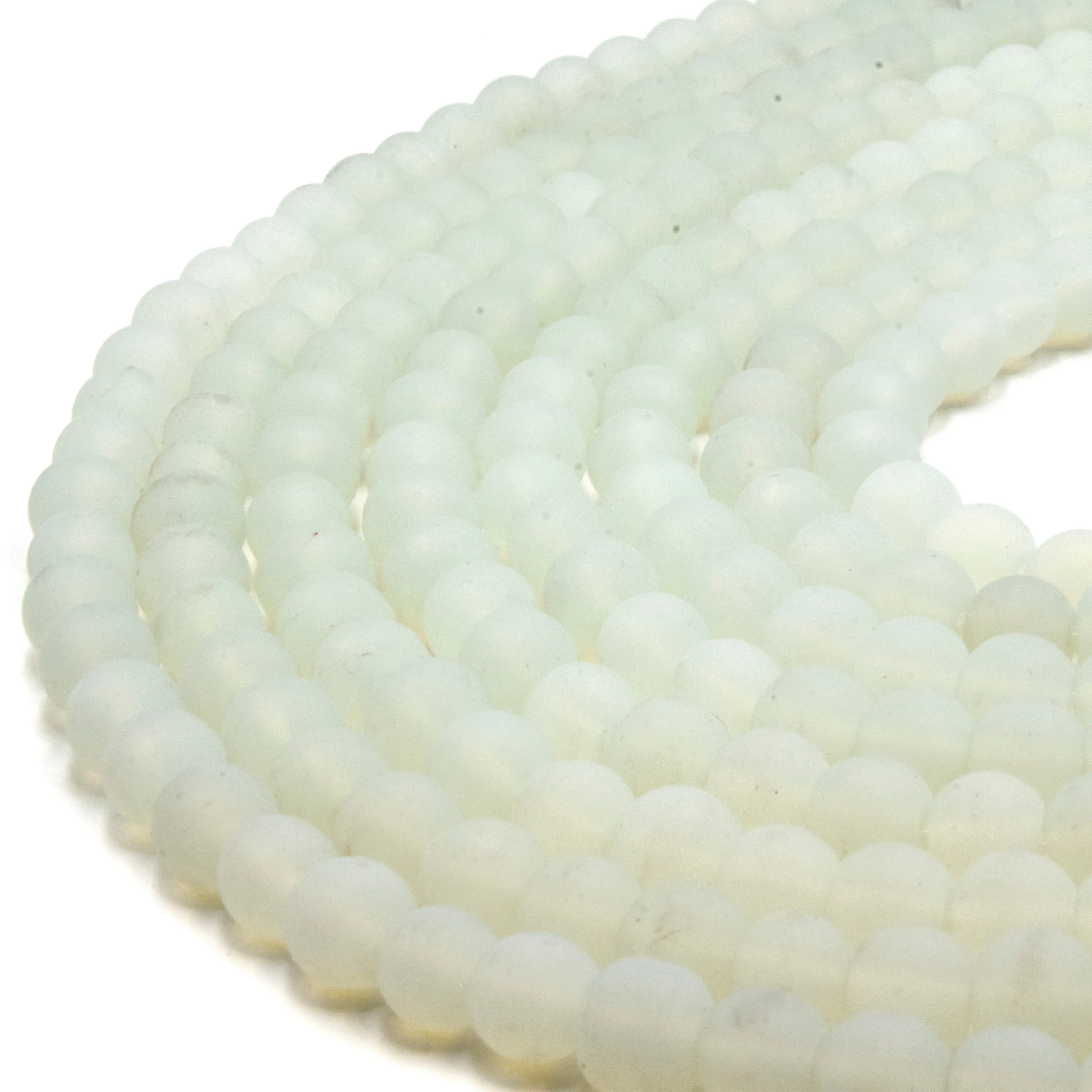 Indian Glass Beads - 8mm Matte Round Shaped Beach Glass Beads in Red, Yellow, Orange, Purple, Blue, Green, Black, White.