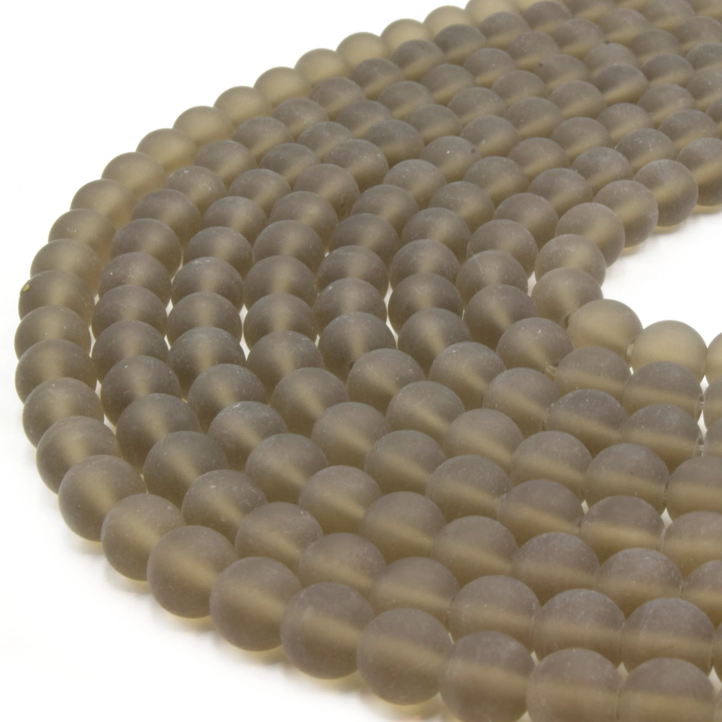 Indian Glass Beads - 8mm Matte Round Shaped Beach Glass Beads in Red, Yellow, Orange, Purple, Blue, Green, Black, White.