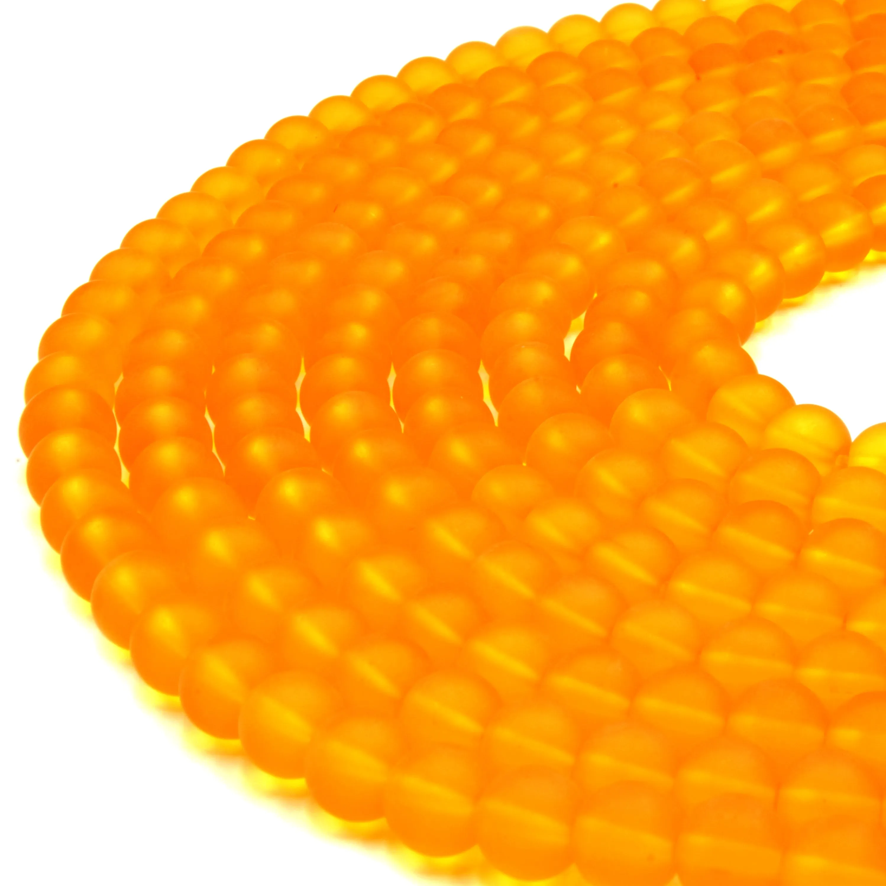 Indian Glass Beads - 8mm Matte Round Shaped Beach Glass Beads in Red, Yellow, Orange, Purple, Blue, Green, Black, White.
