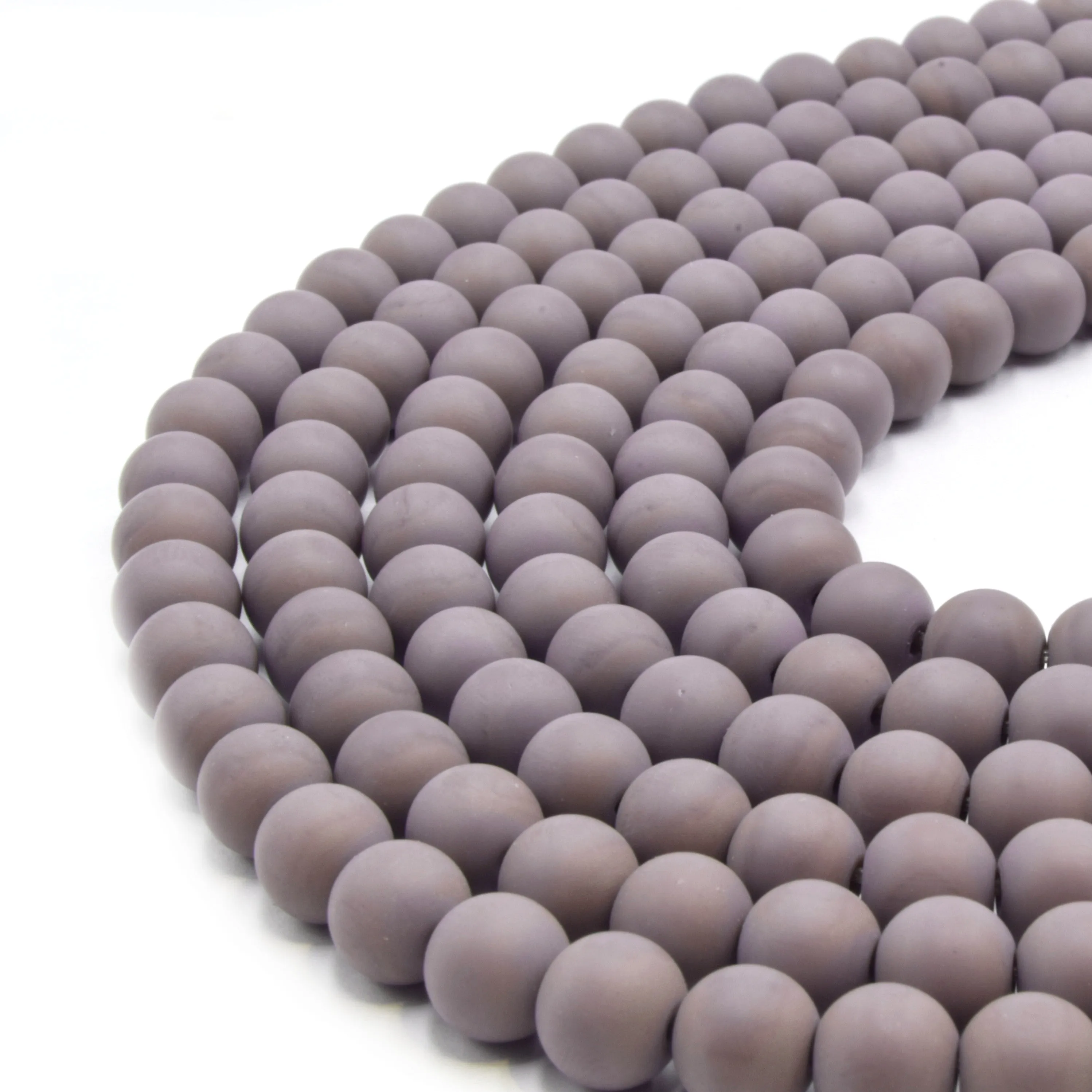 Indian Glass Beads - 8mm Matte Round Shaped Beach Glass Beads in Red, Yellow, Orange, Purple, Blue, Green, Black, White.