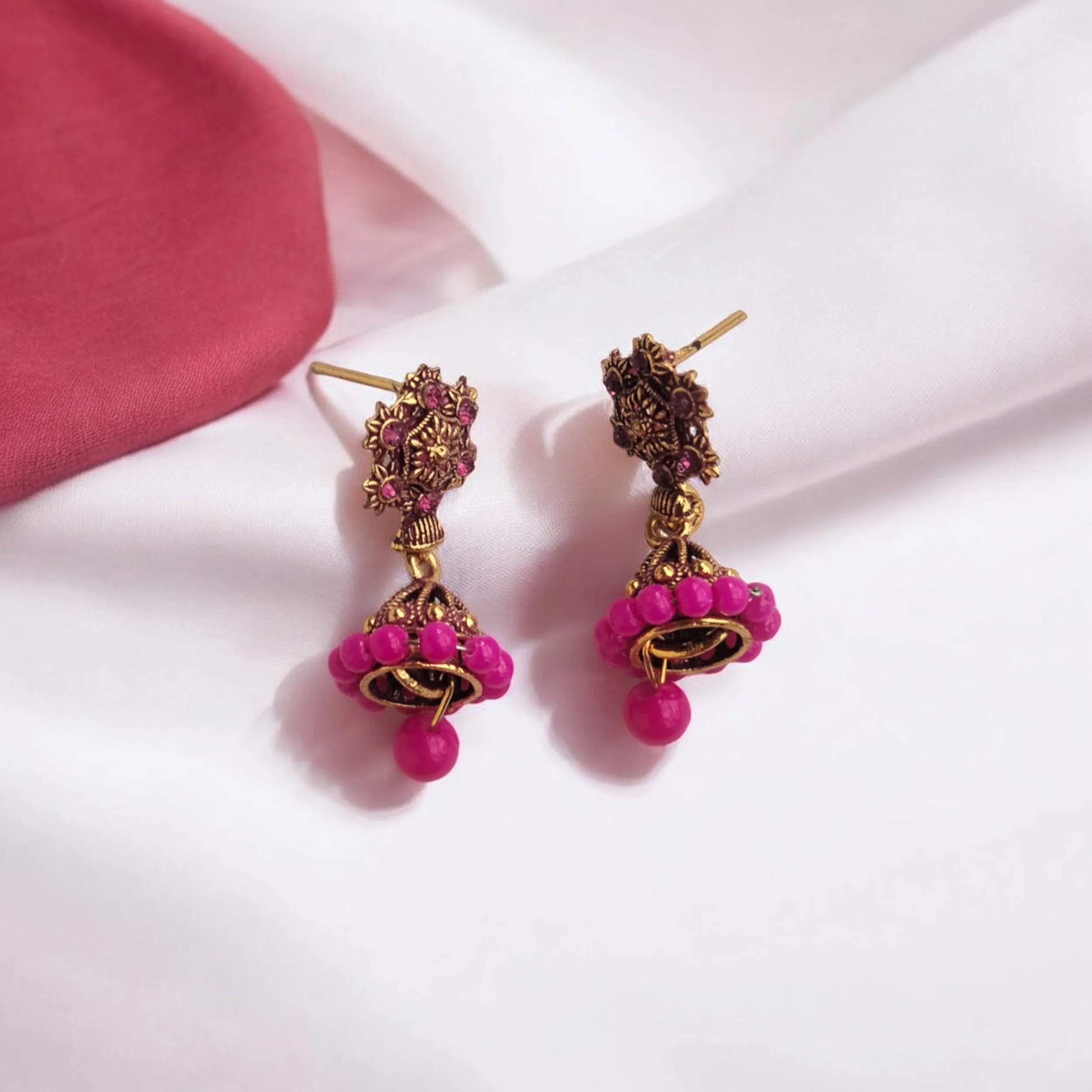 Jewelestia Rani Pink Jhumka Earrings