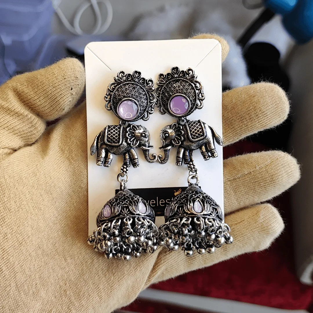 Jewelestia Royal Elephant Jhumka Earrings