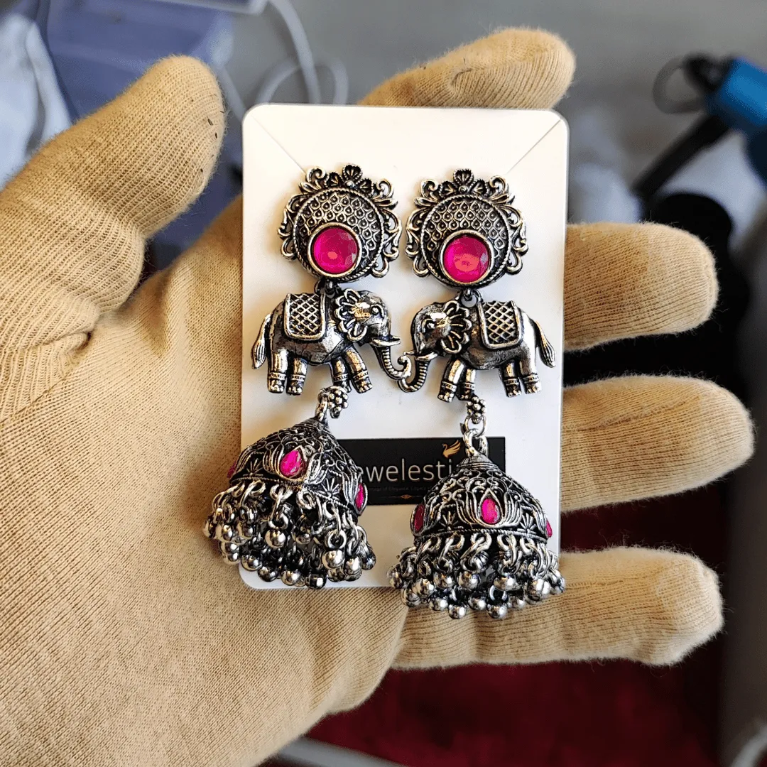 Jewelestia Royal Elephant Jhumka Earrings