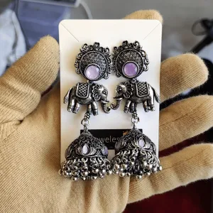 Jewelestia Royal Elephant Jhumka Earrings