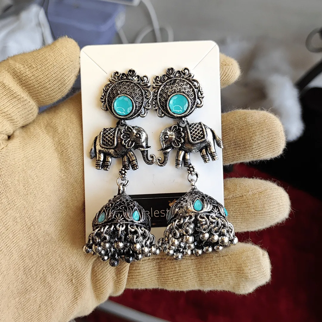 Jewelestia Royal Elephant Jhumka Earrings