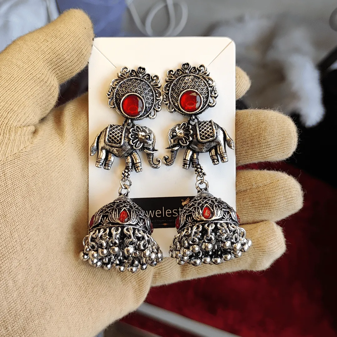 Jewelestia Royal Elephant Jhumka Earrings