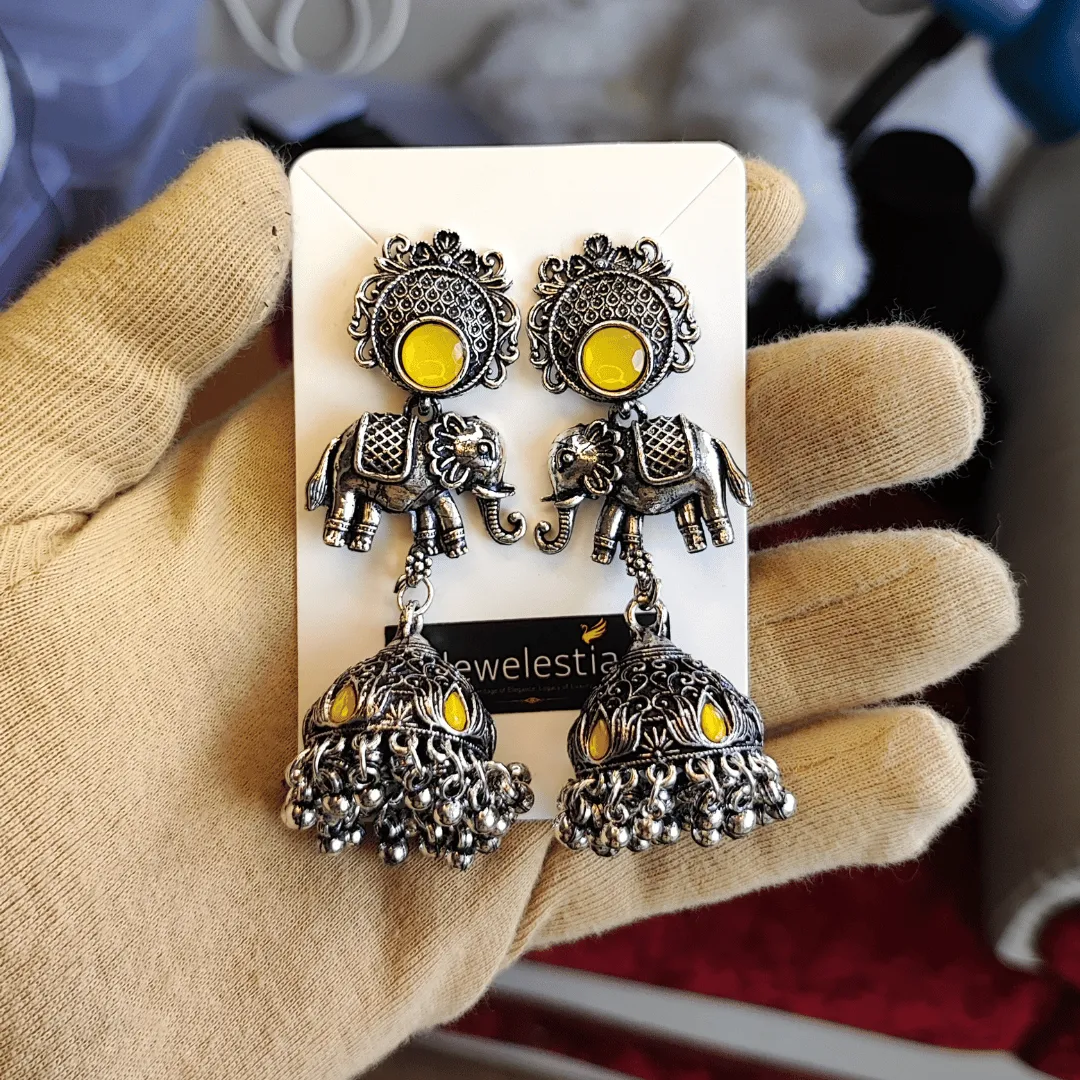 Jewelestia Royal Elephant Jhumka Earrings