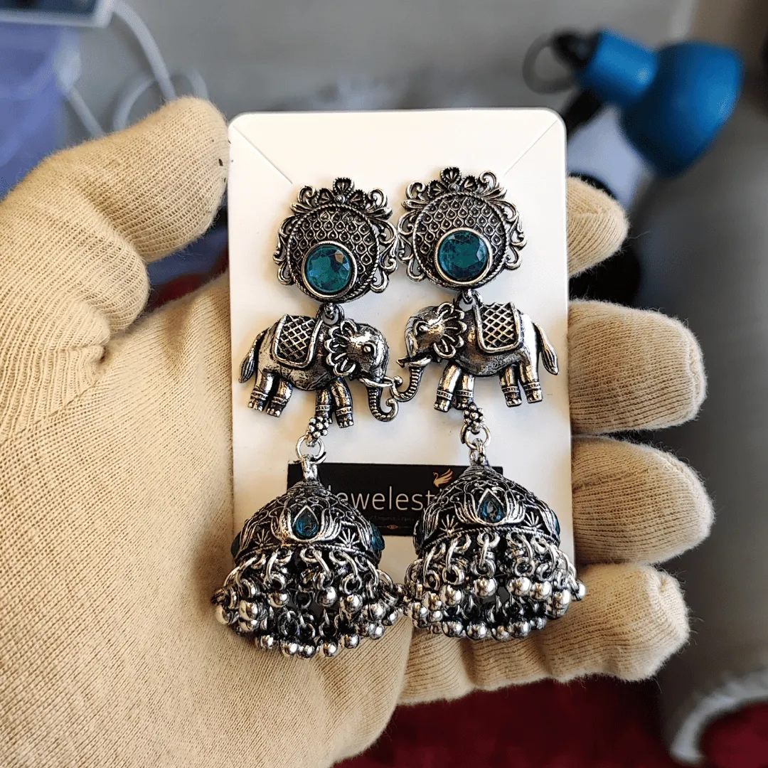Jewelestia Royal Elephant Jhumka Earrings