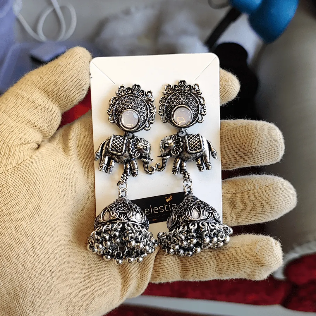 Jewelestia Royal Elephant Jhumka Earrings