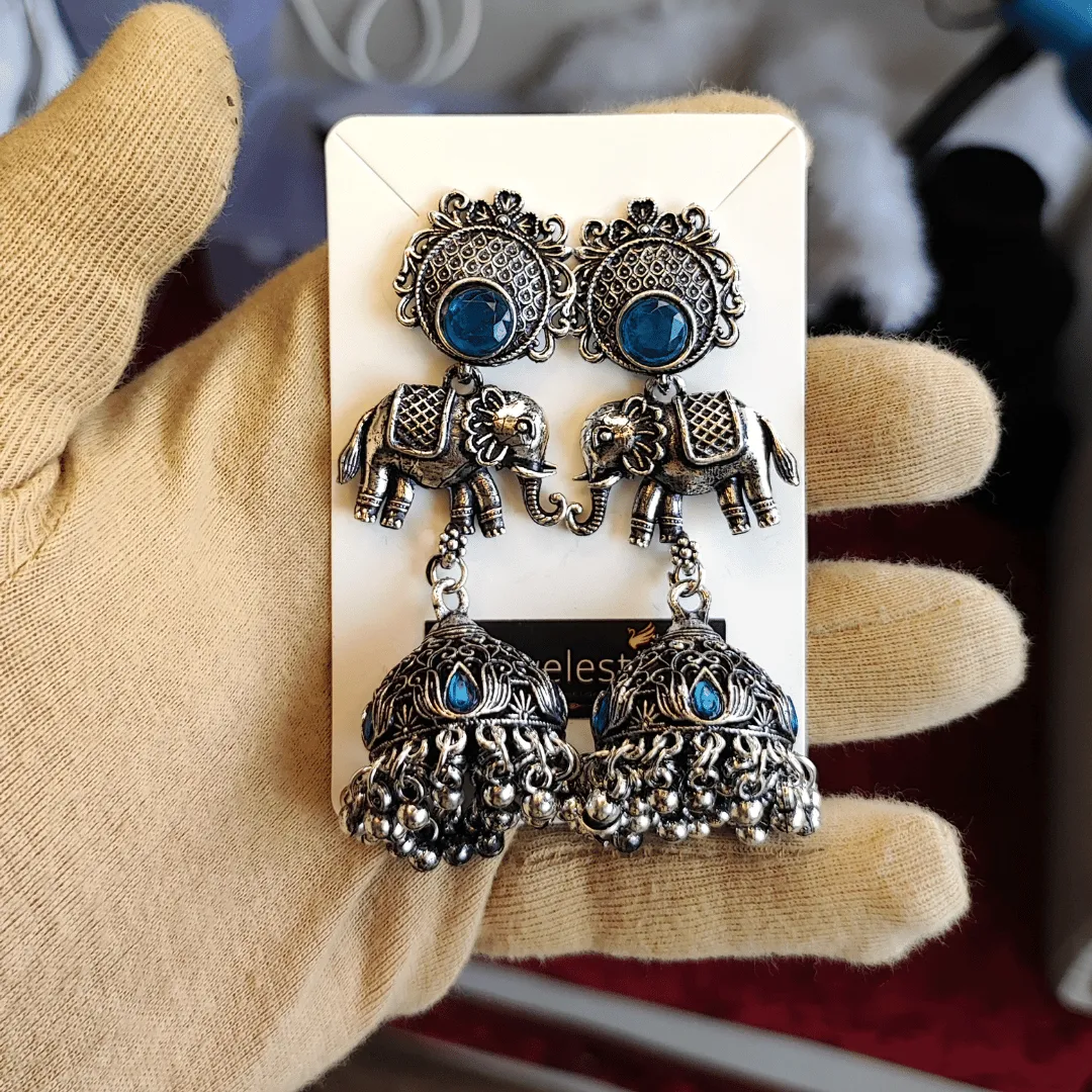 Jewelestia Royal Elephant Jhumka Earrings