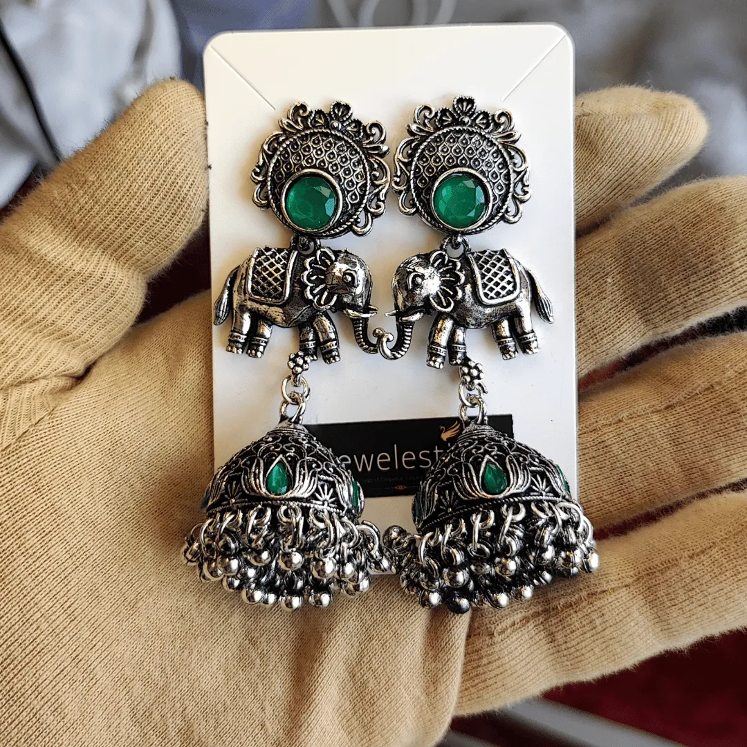 Jewelestia Royal Elephant Jhumka Earrings
