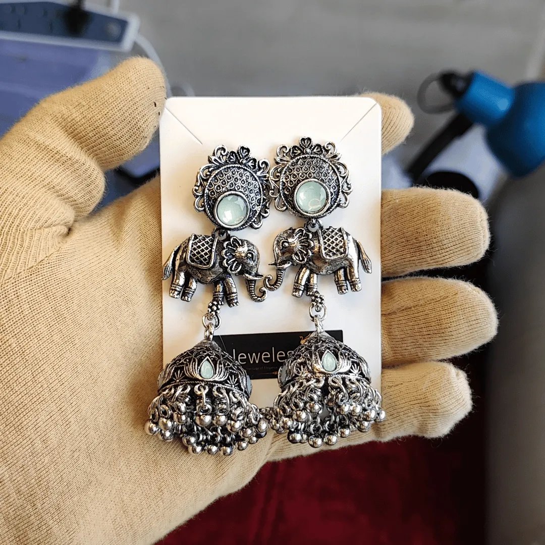 Jewelestia Royal Elephant Jhumka Earrings