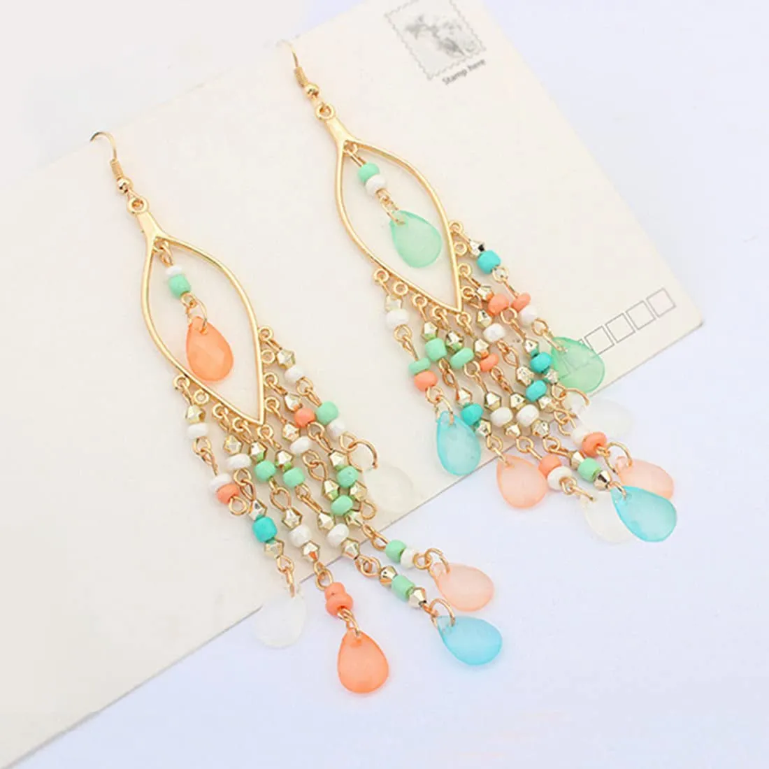 Kairangi Earrings for Women and Girls Multicolor Dangler Earrings | Gold Plated Long Beaded Tassel Earrings Bohemia Dangler Earrings| Birthday Gift for girls and women Anniversary Gift for Wife