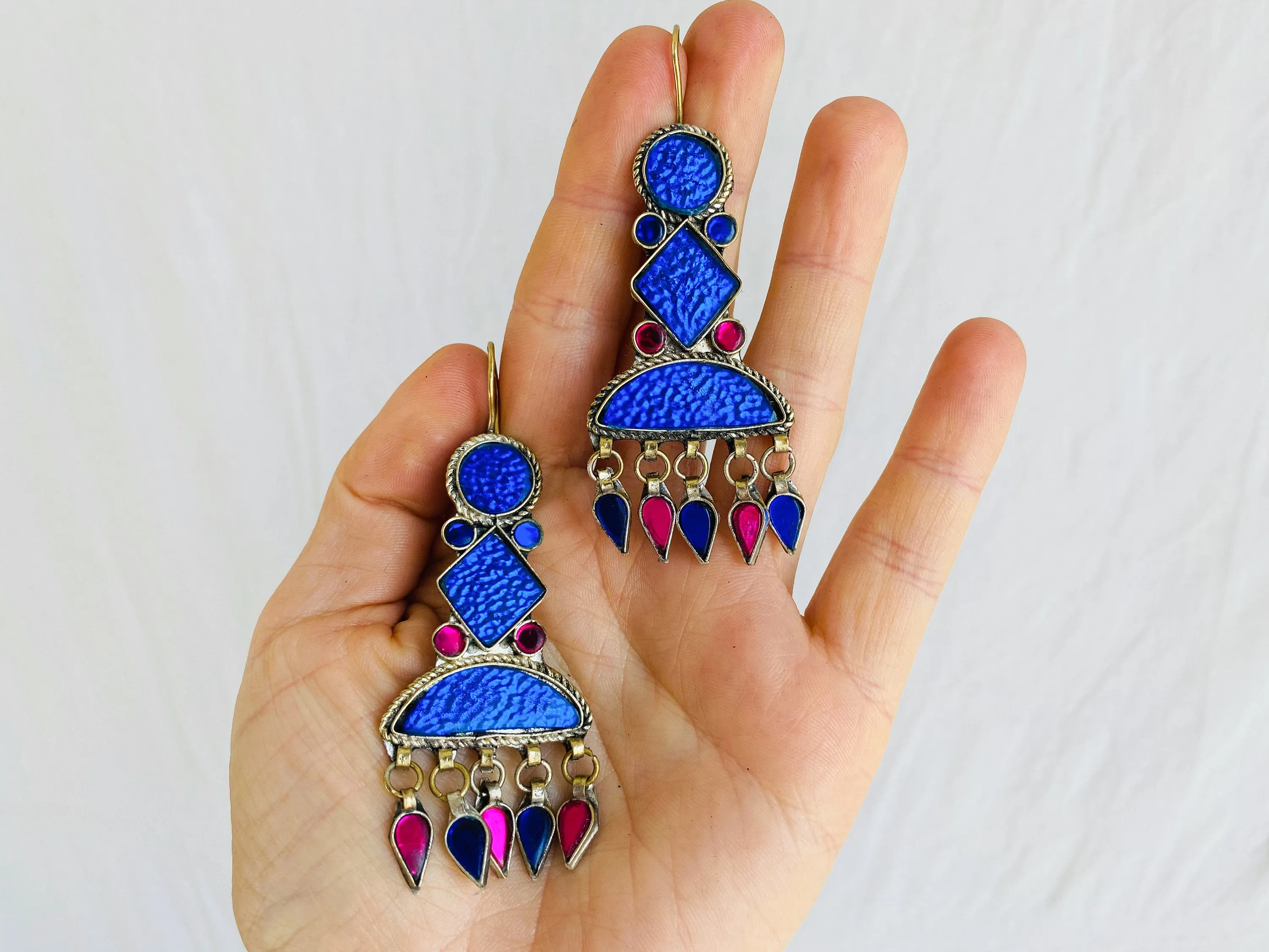 Kuchi Earrings. Glass Inlay