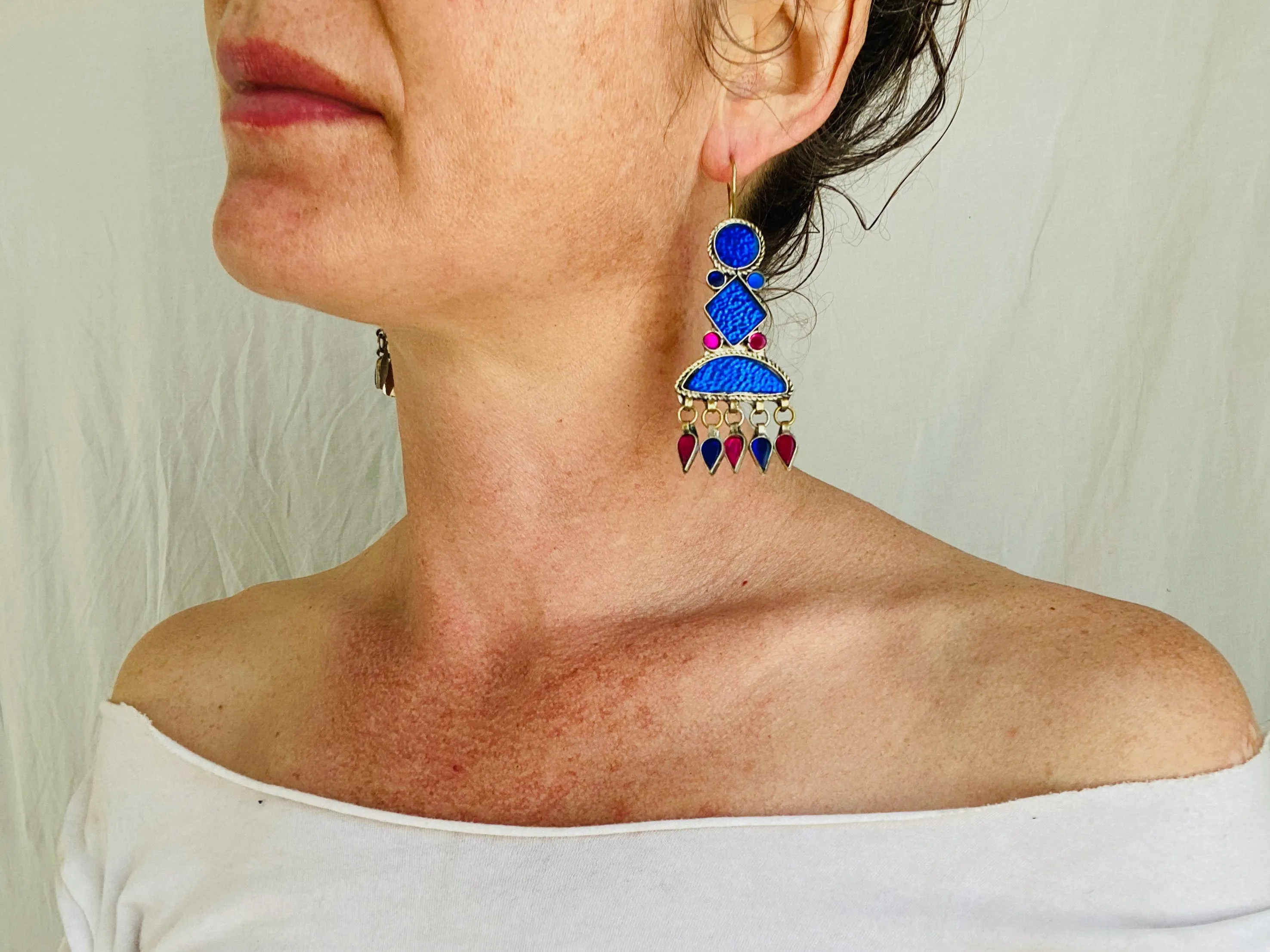 Kuchi Earrings. Glass Inlay