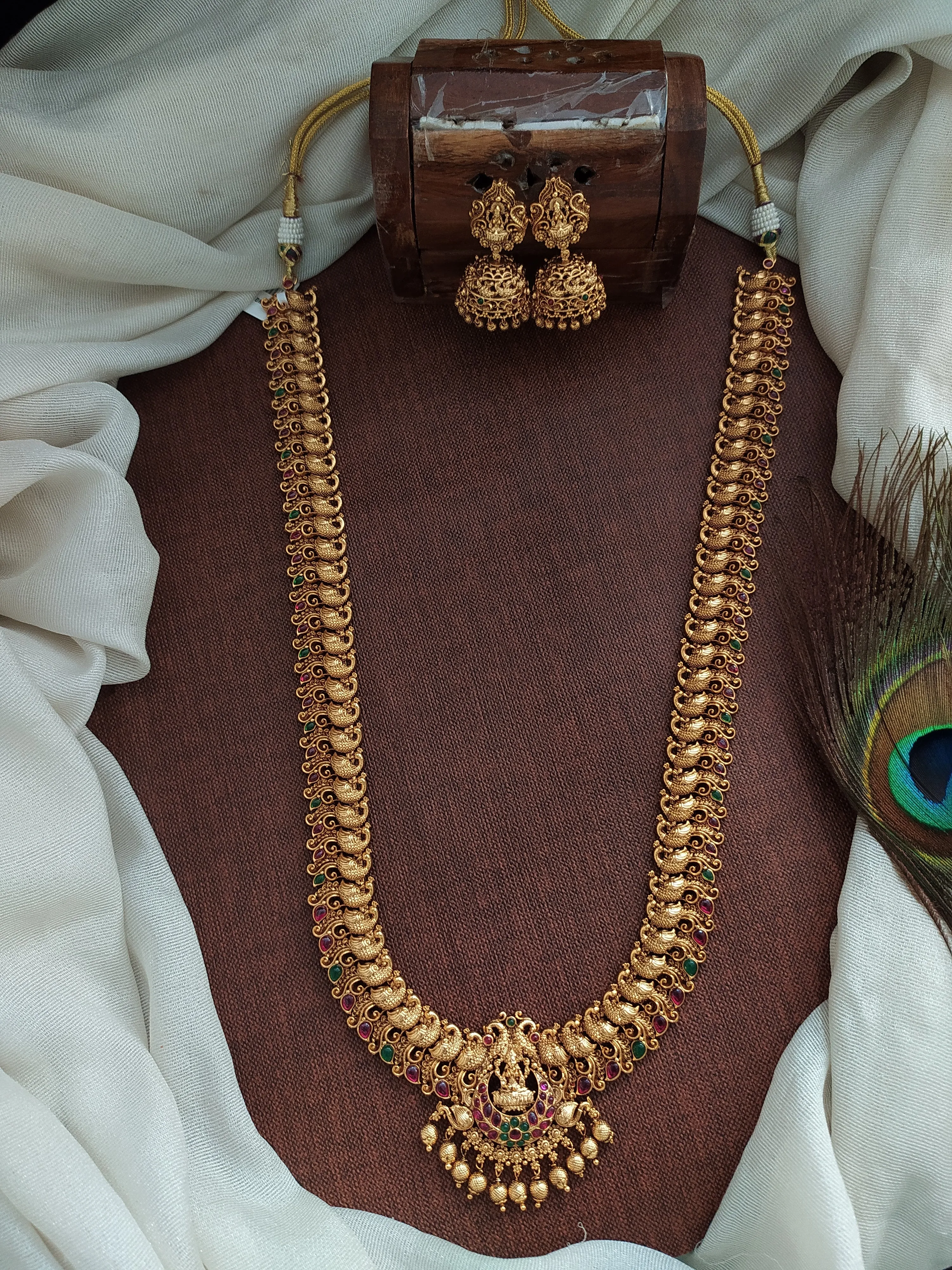 Lakshmi Radiance Antique Nagas Copper Finish Long Haram Set