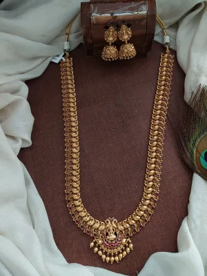 Lakshmi Radiance Antique Nagas Copper Finish Long Haram Set