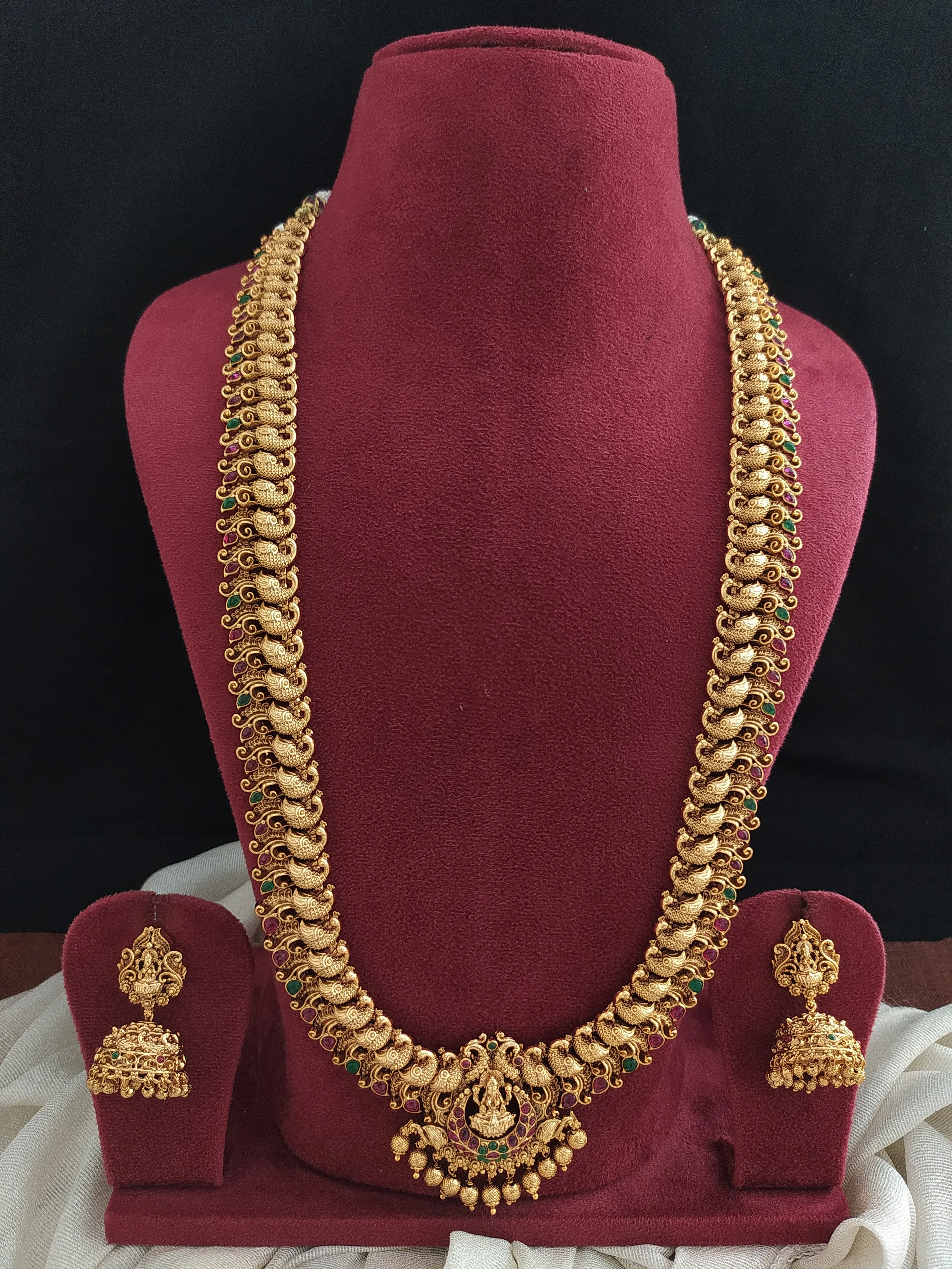 Lakshmi Radiance Antique Nagas Copper Finish Long Haram Set