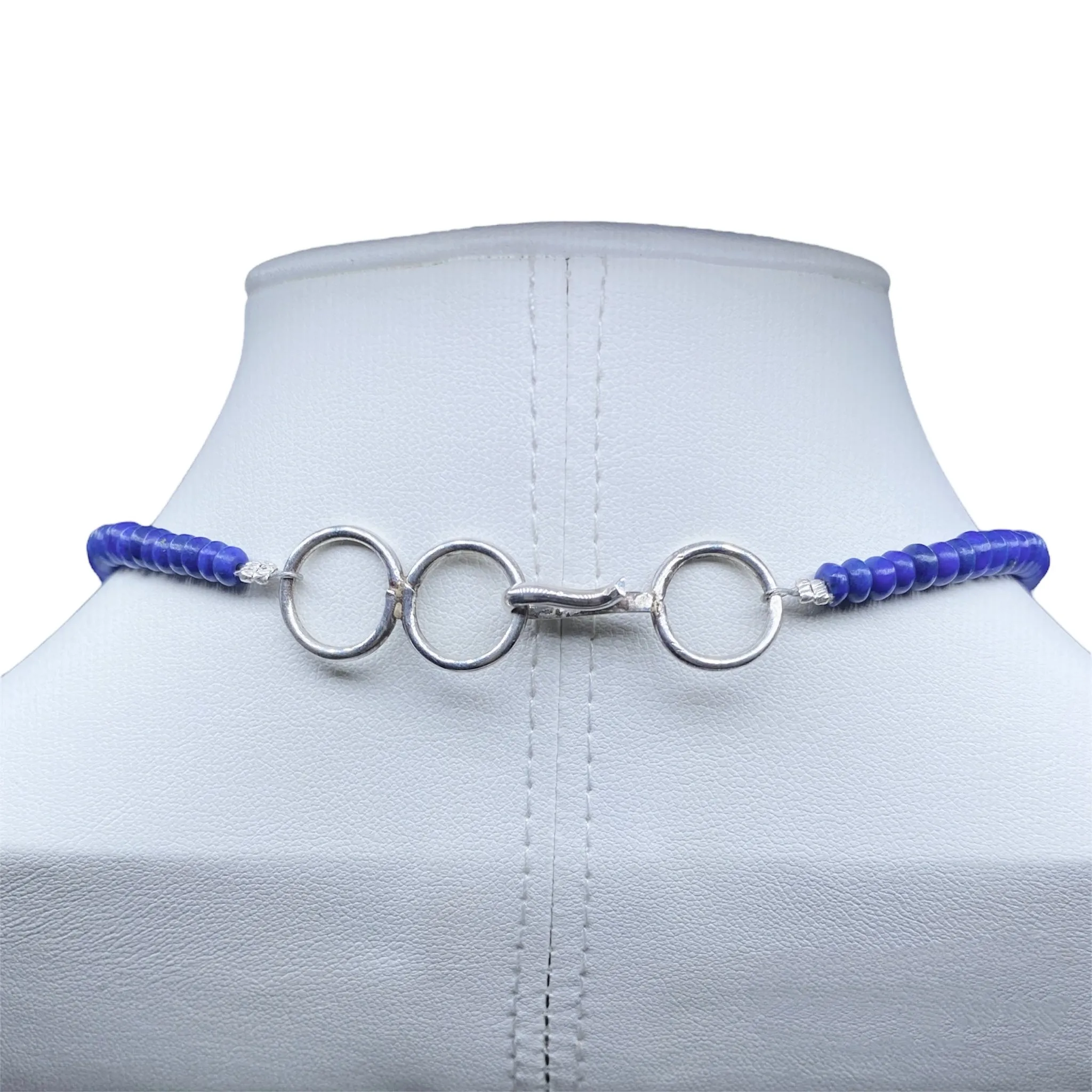 Lapis Tufa Cast Sterling Silver Navajo Blossom Necklace