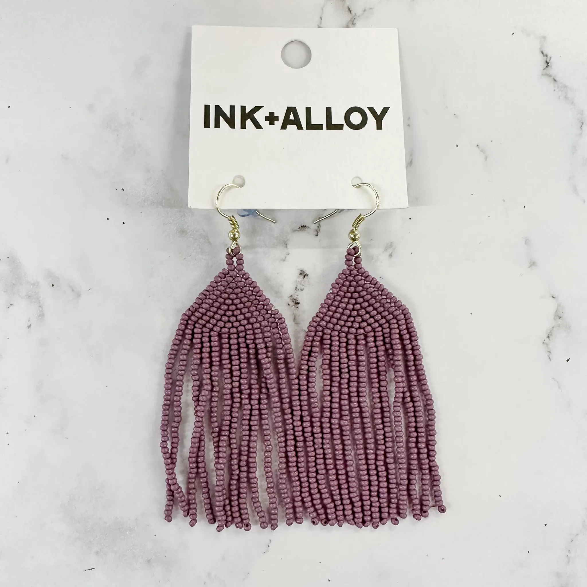 Lavender Seed Bead Earrings by Ink & Alloy