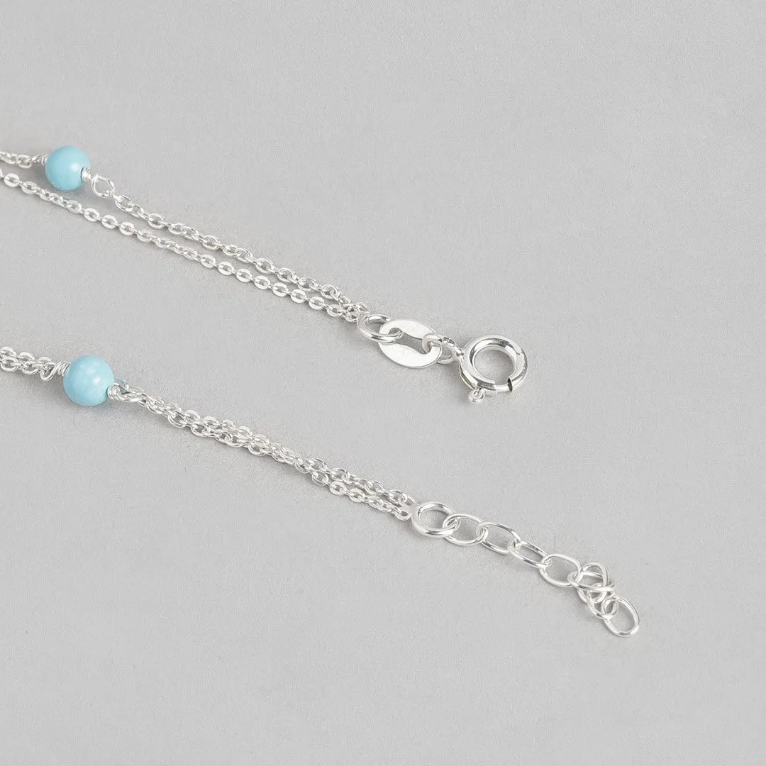Lotus Blossom 925 Sterling Silver Anklet with Colorful Beads