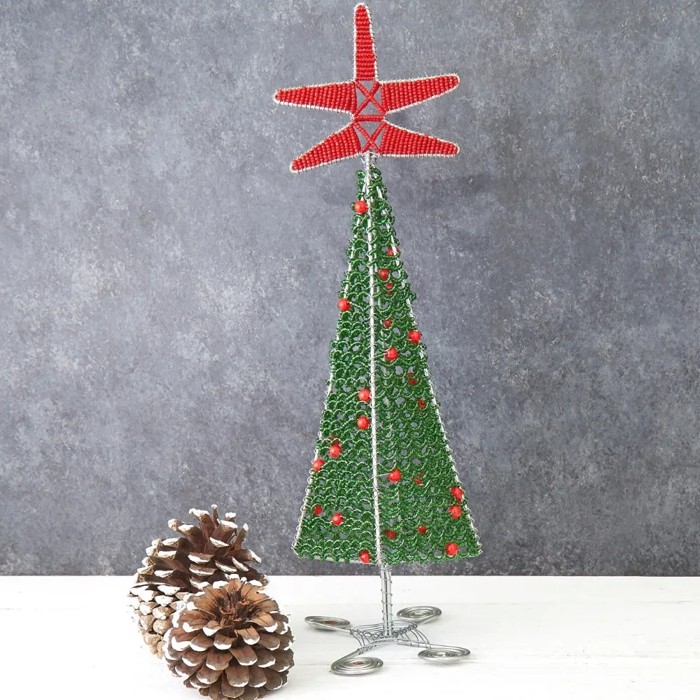 Maasai Beads Decorative Tabletop Christmas Tree Set of 2