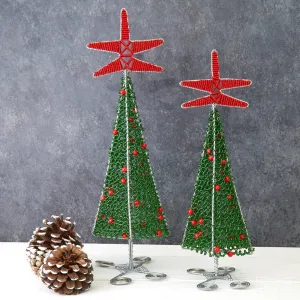 Maasai Beads Decorative Tabletop Christmas Tree Set of 2