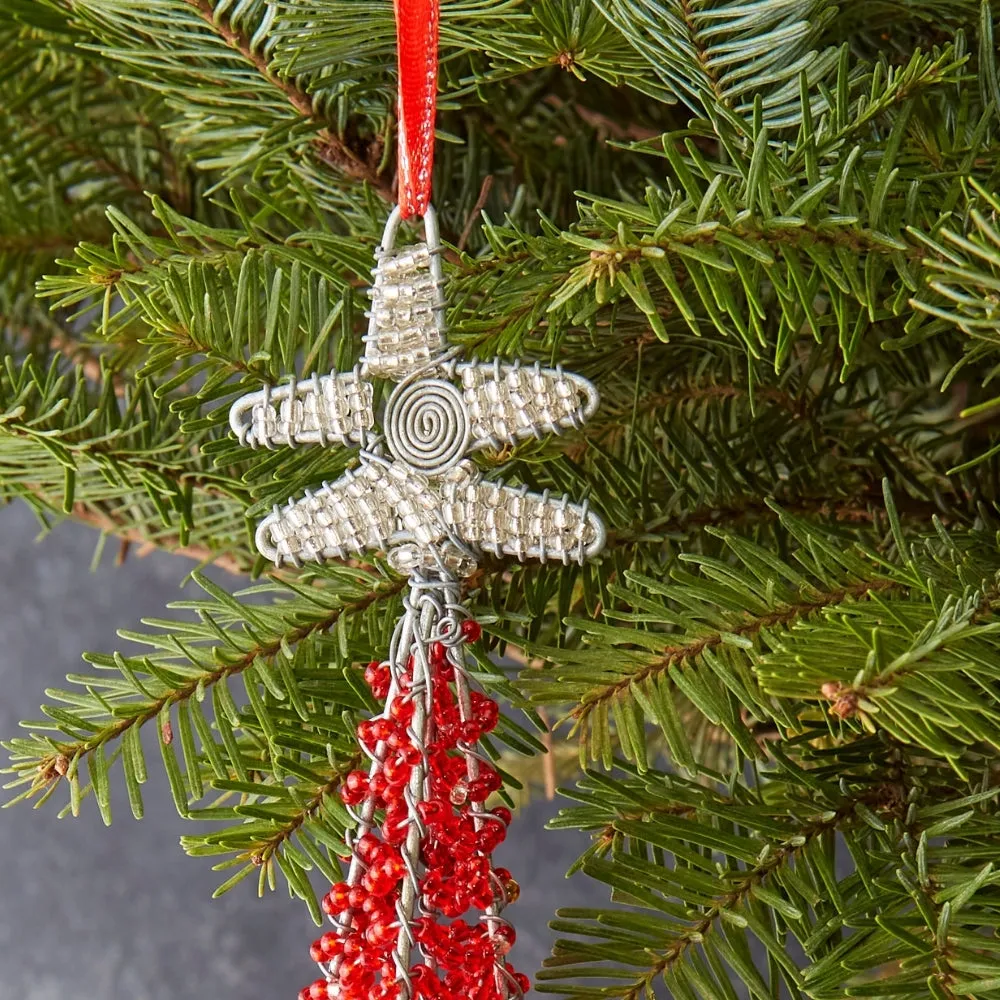 Maasai Beads Red Decorative Tree Christmas Ornament