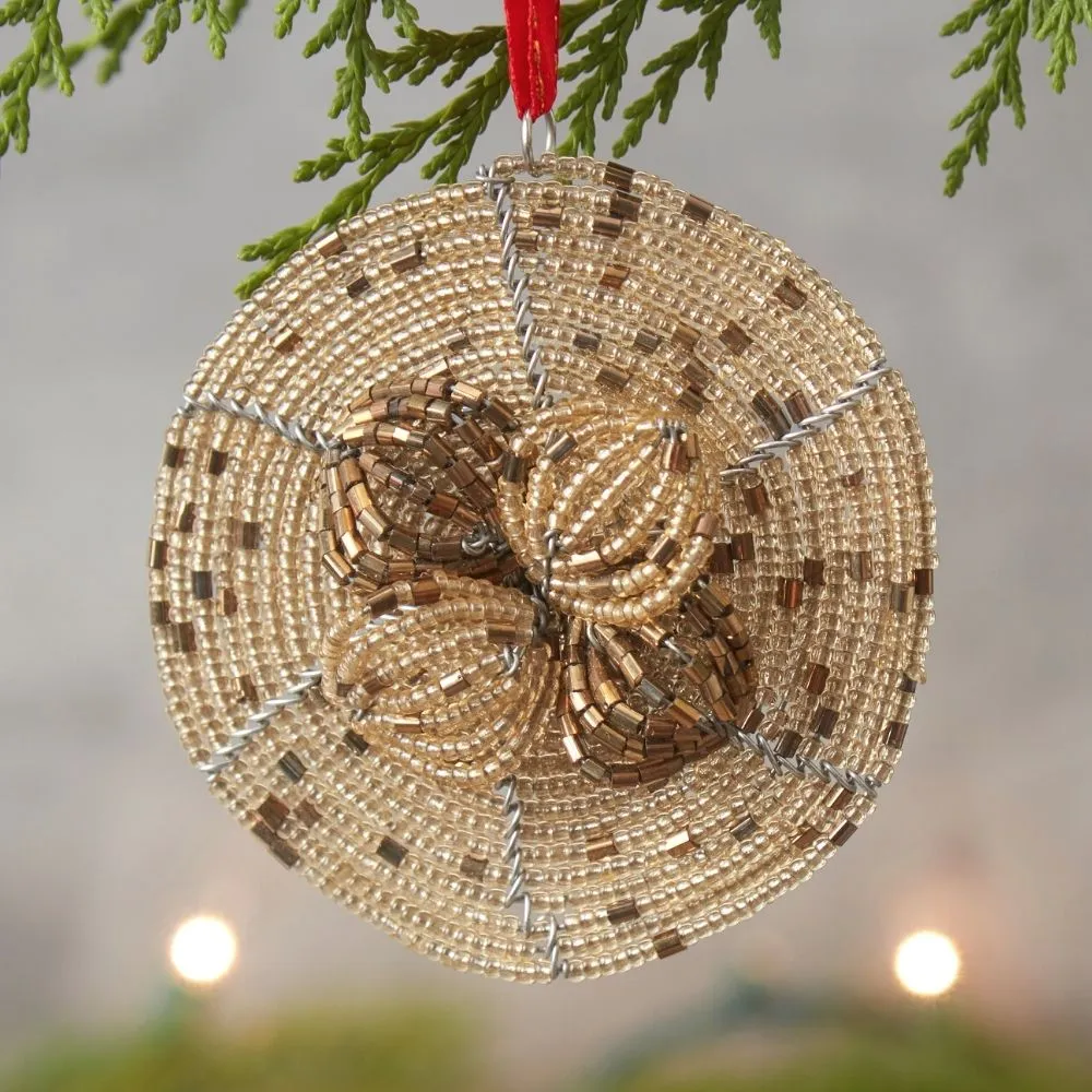 Maasai Beads White Flower Christmas Ornament