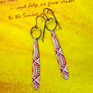Mandala Edge Teardrops Upcycled Tin Earrings