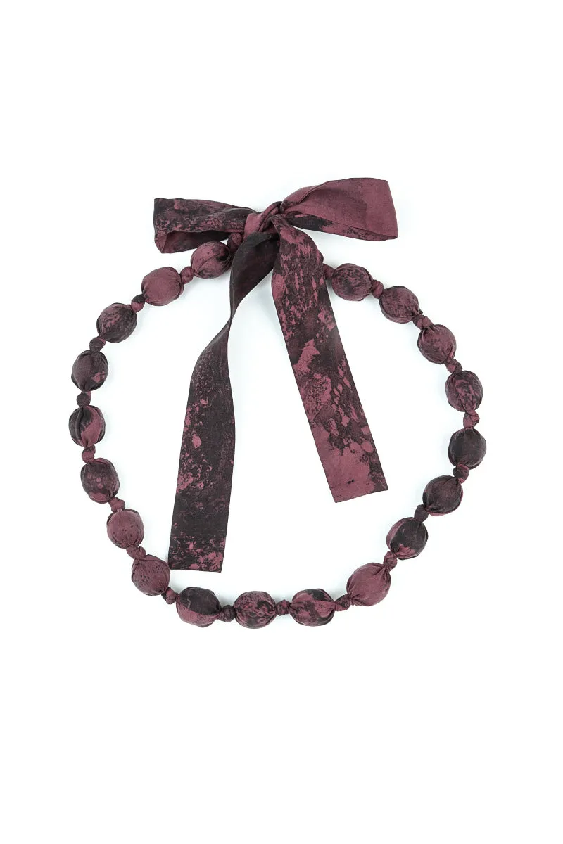 Merlot Marble Silk Cotton Bead Necklace