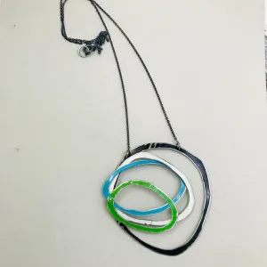 Midnight, Snow Grass & SkyScribbles Upcycled Tin Necklace